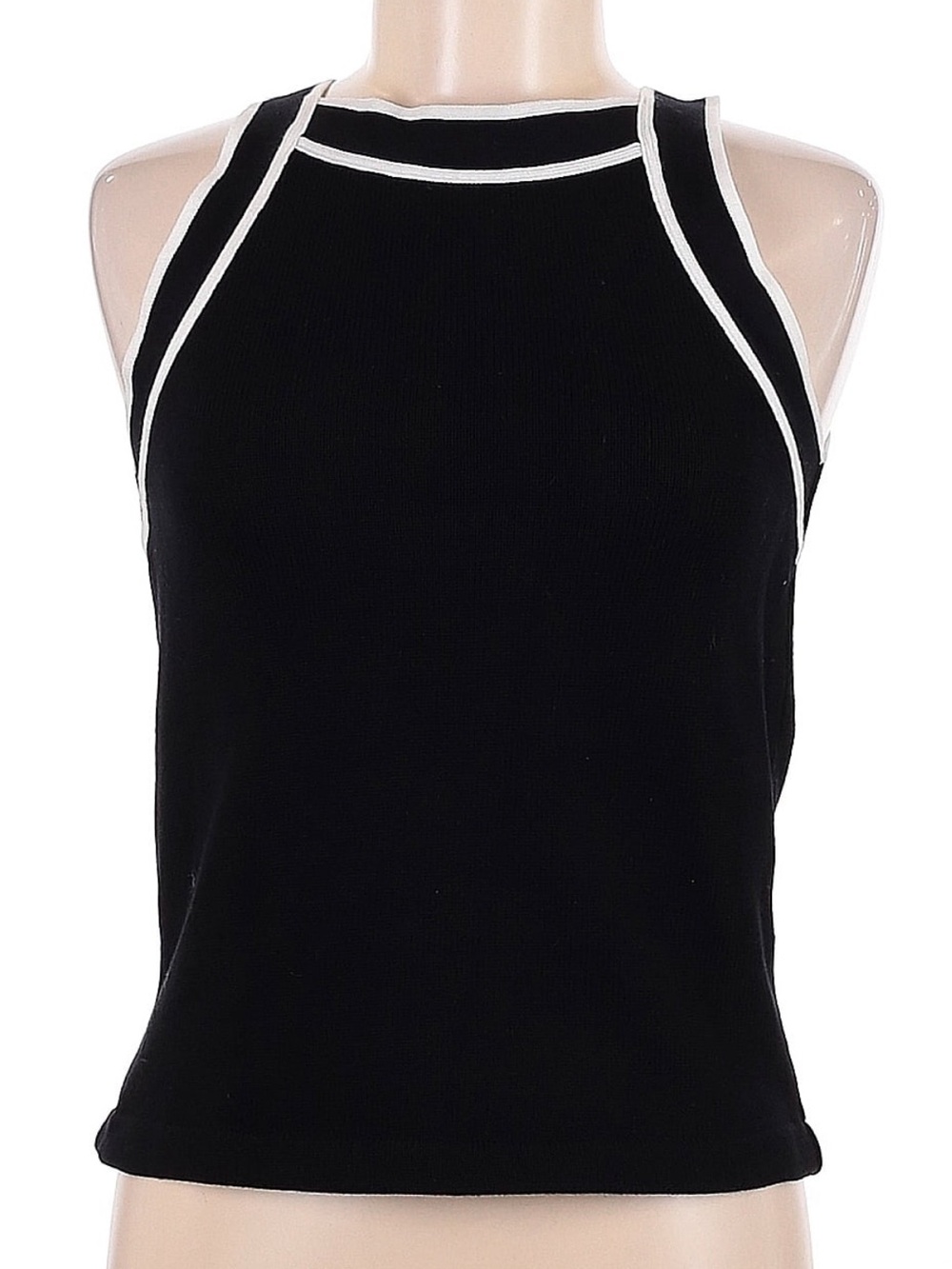 Mossimo Dutti Black Ribbed Tank with White Piping. Medium. EUC.